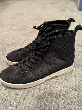 Louis Vuitton Luxury Black High-Top Suede Sneakers